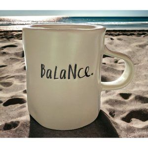 Rae Dunn BALANCE Mug Ceramic White with Black Lettering